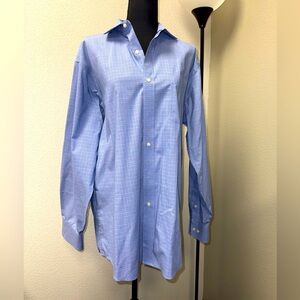 Tommy Hilfiger Blue and White Small Plaid Dress Shirt. Large.
